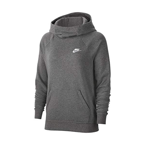 Nike Sportswear Essential Women's Funnel-Neck Fleece Pullover Hoodies (Large, Charcoal)