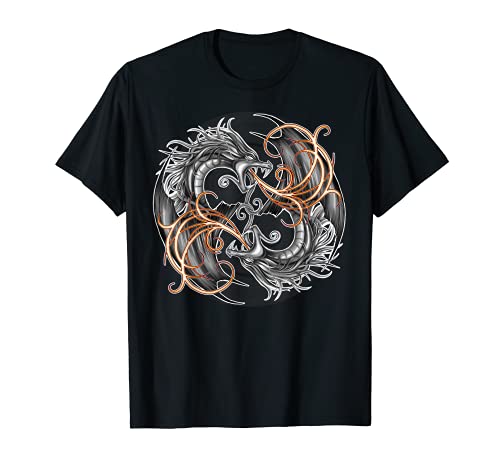 Ying-Yang Orange Fire Breathing Chinese Dragon Balance T-Shirt