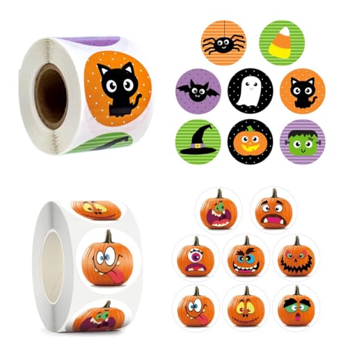 36 Fogli Di Adesivi Di Halloween Con Facce Di Zucca, Caramelle E Ragni, Per Bambini, Fai Da Te, Decorazioni E Bomboniere, Formato 21x15 Cm