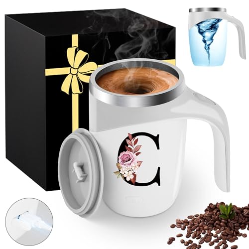 Initial Magnetic Stirring Coffee Mug Stainless Travel Cup Stainless Steel Leackproof Cup Camping Taza Cafe Regalos Cumpleaños Navidad Para Mujer Mama Abuela Mi Novia Maestra 14 Febrero San Valentín,C by MNZZ - Used condition - US$15.96
