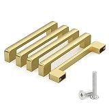 SUXLINA 5-Pack Solid 5 Inch Center Hole Distance, Frosted Gold Cabinet Pulls Vanity Pulls for Kitche
