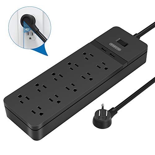 Surge Protector Power Strip - NTONPOWER 10 Outlets Power Strip with 2 USB