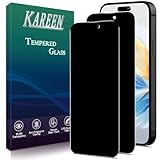 KAREEN 2-Pack Privacy Screen Protector For iPhone 15, iPhone 15 Pro 6.1-Inch Anti Spy Private Tempered Glass Film, 9H Hardness, Easy to Install, Bubble Free, Case Friendly