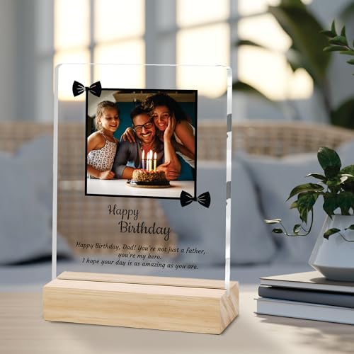 Image of Giftplease Personalized Happy Bithday Photo Plaque with Photo | Custom Friendship Gift with Wooden Stand | Best Friend Birthday Keepsake for Him or Her CS 05