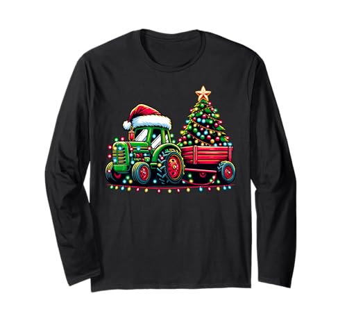 Weihnachts-Traktor Jungen Santa Xmas Farm Truck Langarmshirt