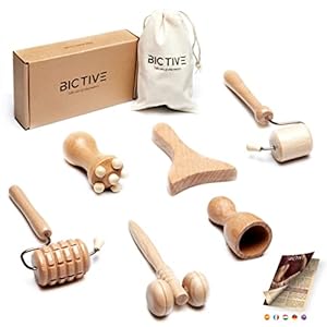 BICTIVE Maderotherapie Gesicht Set mit 6 Stück und Beutel. Gesichtsmassage Roller, Massage Holz, Maderotherapie Holz, Face Massager, Lymphdrainage Gesicht, Gesicht Massagegerät, Skincare Set.