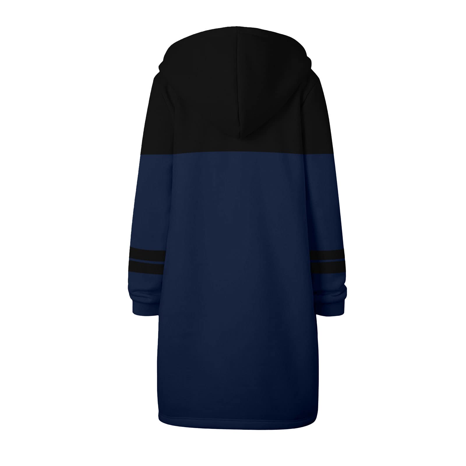 Generisch Regenjacke Damen Warme Oberbekleidung Reißverschluss Offen Hoodies Sweatshirt Lange Farbkontrast Tasche Mantel Jacke Causal Top