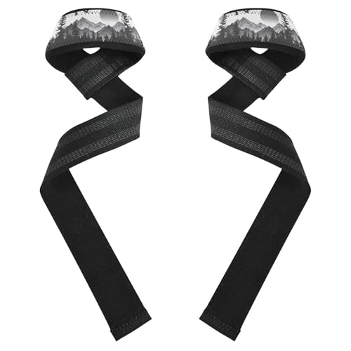 Nander Beautiful Ink Colored Mountains Wrist Straps for Weightlifting,Lifting Straps with Neoprene Cushioned Wrist Padded and Anti-Skid Silicone for Strength Training,Bodybuilding,Deadlifting