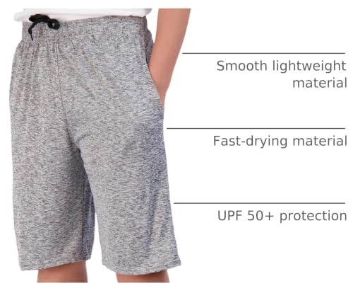 Image of Real Essentials 5 Pack: Boys' Dry Fit Basketball Shorts for Youth Kids Teens - Athletic Running Soccer Sports with Pockets