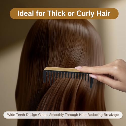 Peine de Dientes Anchos de Bambú para Cabello Rizado miniatura 6
