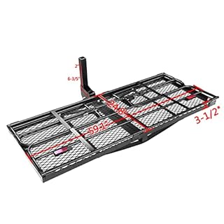 OKLEAD 500 Lbs Heavy Duty Hitch Mount Cargo Carrier 60" x 24" x 14.4" Folding Cargo Rack Rear Luggage Basket Fits 2" Receiver for Car SUV Camping Traveling