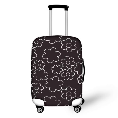 Housse valise XL fleur noire lavable pour voyager sereinement
