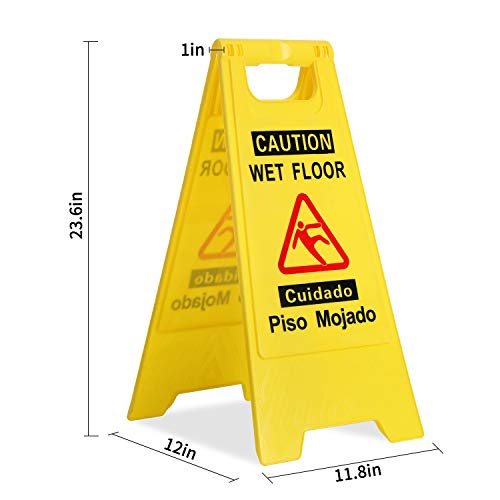 Cerlmland Caution Wet Floor Sign, Foldable Sturdy Bilingual Double-Sided Safety Warning Signs For Commercial Use, Pool (2-Pack Yellow) #TOP1