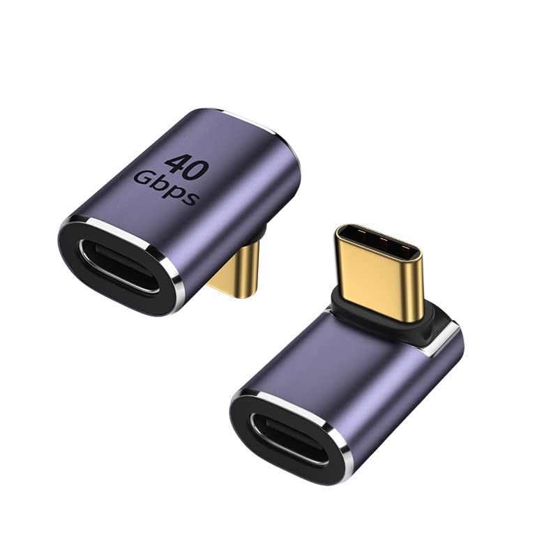 2 St&uuml;ck USB C 90&deg; Adapter Typ C Buchse auf Stecker Rechtwinkliger Kupplung USB 4.0 40Gbps Daten&uuml;bertragung Laden, Typ C OTG Adapter f&uuml;r Laptop Tablet Telefon Typ C, USB C Adapter USB C Winkelstecker