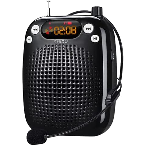 Voice Amplifier, SHIDU Voice Amplifier 10W Rechargeable Portable PA System Speaker with Wired Microphone Headset Support MP3 Play for Teachers, Yoga, Tour Guides, Outdoor Trainers Cover