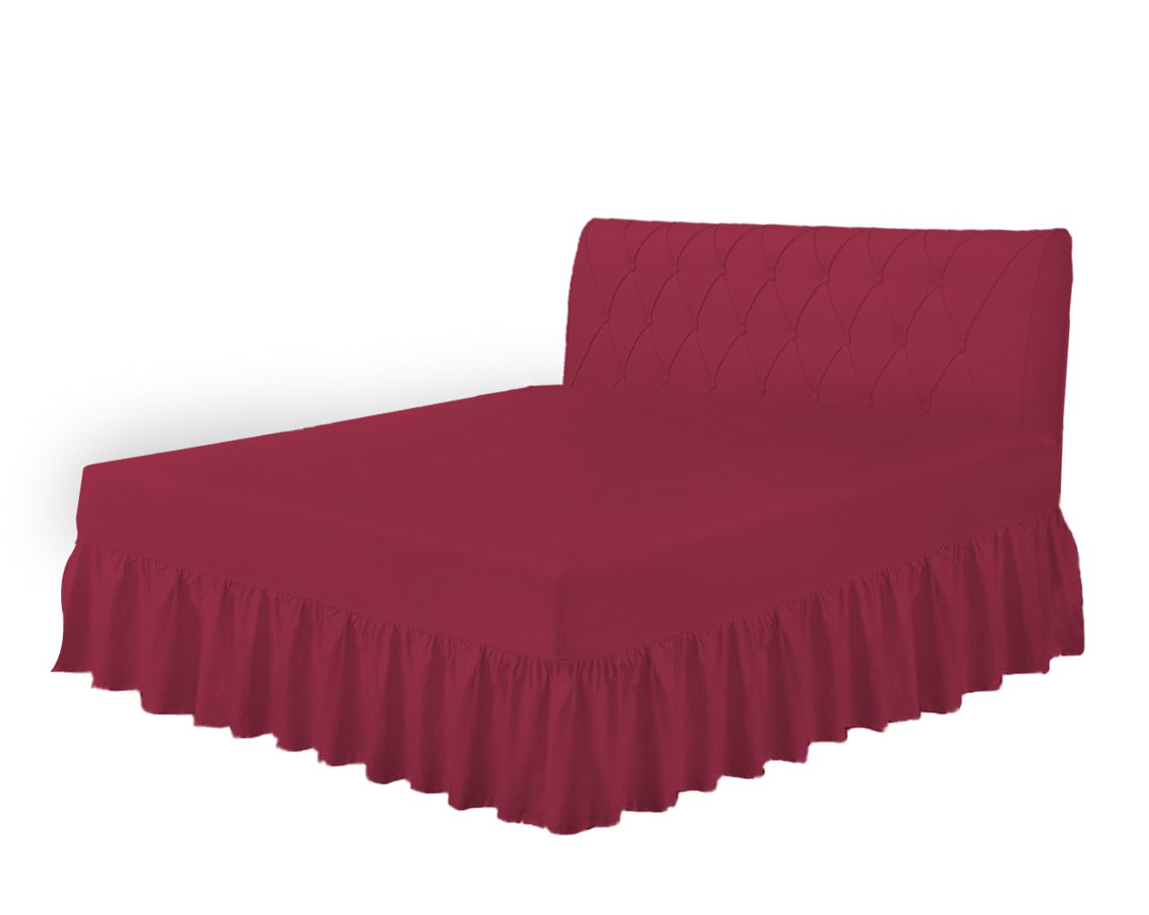 HOME ACE Red Easy Care Valance Sheet King Size Fitted Valance Sheets, Super Soft Cotton Valance Sheets King Size, Poly Cotton Kingsize Bed Valance Sheet