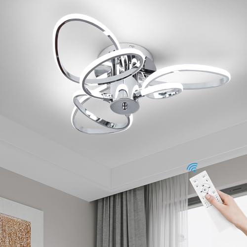 Plafonnier LED dimmable télécommande éclairage plafond chrome