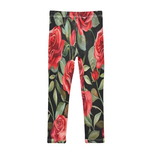 Bolaz Toddler Girls Leggings Printed Yoga Pants Leggings Roses Leaves for Kids2