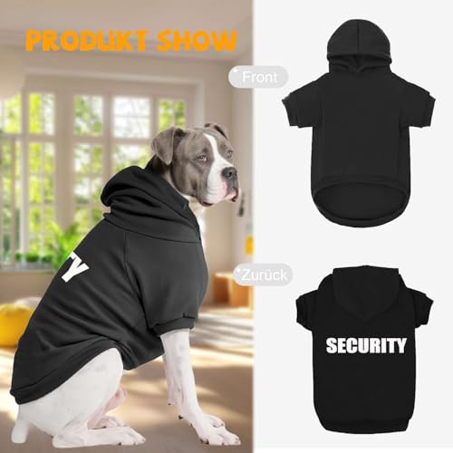 SOADKP Hunde Pullover Kapuzenpulli mit Fleece– Warme Hoodies & Mantel für Mittelgroße Hunde – Bequemer Kapuzenpullover Weicher Hundesweatshirt (Schwarz+Grau/6XL)