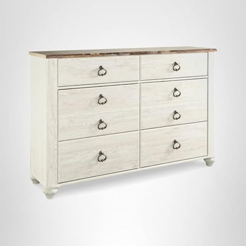 Signature Design by Ashley Willowton Coastal Cottage 6 Drawer Dresser with Faux Plank Top, Whitewash - Image 18