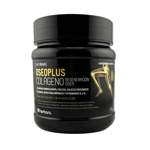 Herbora | Colágeno Oseoplus 350 gr | Colágeno Hidrolizado, Calcio, Silicio Orgánico de Bambú, Ac. Hialurónico y Vitaminas K y D | Regeneración de la Masa Osea.