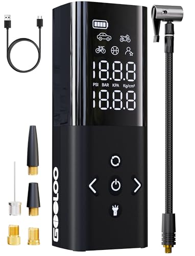 GOOLOO AP150 Tire Inflator Portable Air Compressor, 2X Faster 150PSI Cordless Air Pump for Car Tires with Auto-Shutoff, Portable Tire Pump with Digital Pressure Gauge for Car, Motorcycle,Bike, Ball