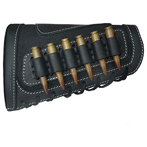Cowhide Rifle Pouches Case Rifles Buttstock with Cartridge 30-06,.308,.223,45-70 .410 (Black) Cover