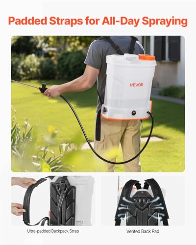 VEVOR Akku-Sprühgerät, 12 L, elektrischer Rücken-Drucksprüher, 2 einziehbare Stäbe und 5 Düsen, einstellbar 0–6 bar, 2 Stunden Laufzeit, tragbarer Pumpsprüher für Hof, Garten und Rasen