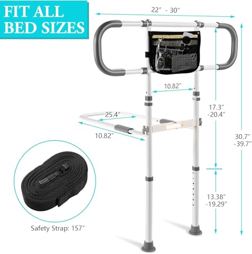 Dotday Bed Rails for Elderly Adults Safety, Adjustable Bed Assist Rail for Seniors, Bed Cane Bedside Handrail Safety Grab Bar for Bed, Bed Handle Bedside Assist Fits King Queen Full Twin Bed - Thumbnail 2