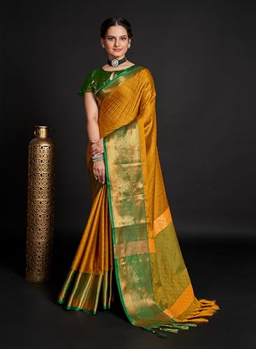Image of Avantika Fashion Women's Woven Cotton Silk Art Silk Banarasi Saree With Blouse Piece
