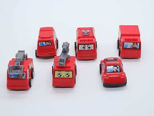 KIT COM 6 MINI CARRINHOS PULL BACK/FRICÇÃO COM BOLSA PORTÁTIL - RESGATE/BOMBEIRO