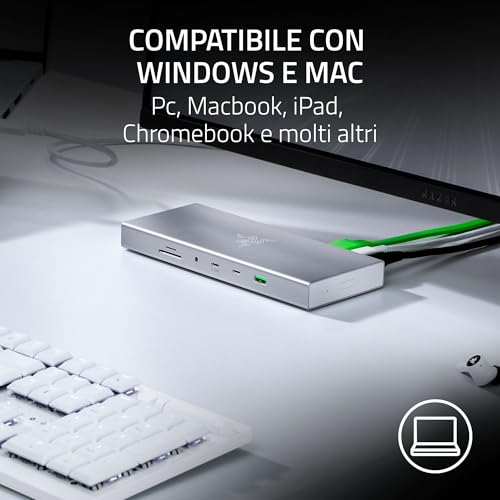 USB 4 Dock - USB High-Speed-Dock - Supporto doppio display, ricarica dispositivi (3x USB-C, 5x USB-A, HDMI, DisplayPort, Gigabit Ethernet) Bianco - Hub USB - Immagine 6