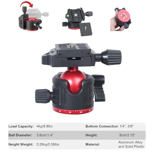 Image of Travel Tripod, 70 inch Camera Tripod Monopod with Ball Head Lightweight Aluminum Portable for DSLR /SLR Cameras, Video Camcorders, Action Cameras, Phones, Telescopes...8.8lbs (TM70-LB36)