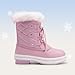 DREAM PAIRS Cozy Kids Snow Boots, Warm & Water-Resistant Winter Boots with Faux Fur for All-Day Play, Non-Slip Mid Calf Boots,Size 4 Big Kid,Pink,SDSB2225K