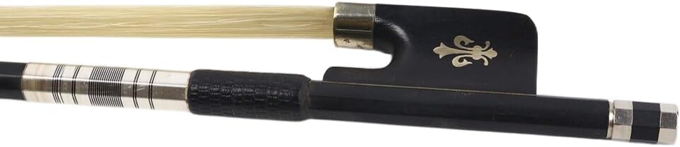 Carbon Fiber Cello bow 4/4 Ebony Frog Natural bow hair Well Balanced Lightweight Strong (Fleur de lis Inlay)