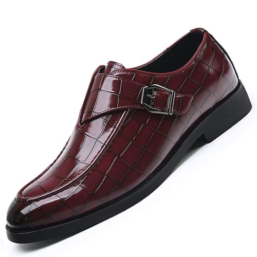 Men's Monk Strap Dress Loafer Shoes Slip-on Tuxedo Loafers for Men Formal Business Casual (Burgundy, Adult, Men, 10, Numeric, US Footwear Size System, Medium)