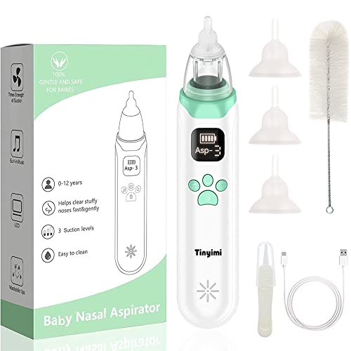Image of Baby Nasal Aspirator - Safe, Quick, and Hygienic Nose Cleaner with Pause, Music, and Light Soothing Functions - 3 Silicone Tips, Adjustable Suction Level