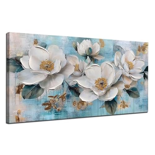 Ardemy Abstract Wall Art Large Bedroom Canvas Wall Decor Living Room Modern Textured Pictures Paintings Artwork for Walls Kitchen Dining Room Home Office Bathroom, 40"x20" 40"L x 20"W Blue w