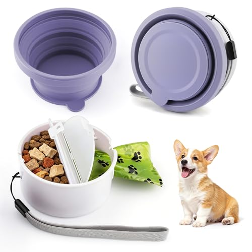 Foymlon Ciotole per Cani, 3 in 1Ciotola per Gatti Pieghevole, Realizzata in Silicone Ciotola Portatile per Cani e Gatti con Moschettone Adatto Animali di Piccola Taglia, Viaggi ed Escursioni Accessori