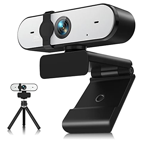 Webcam with Microphone Camera for Computer,0.1 Second Auto-Focus,2K Full HD Webcams,Dual Microphone & Cover Web Camera,for YouTube/OBS/Facebook/Gaming/Zoom/Skype/FaceTime/Teams/Twitch/Etc Cover