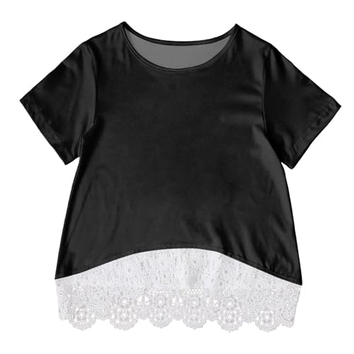Girls Kids Summer Casual Tops Short Sleeve 2025 Sports Loose Fit Tshirt Cute Solid Trendy Lace Cool T Shirts