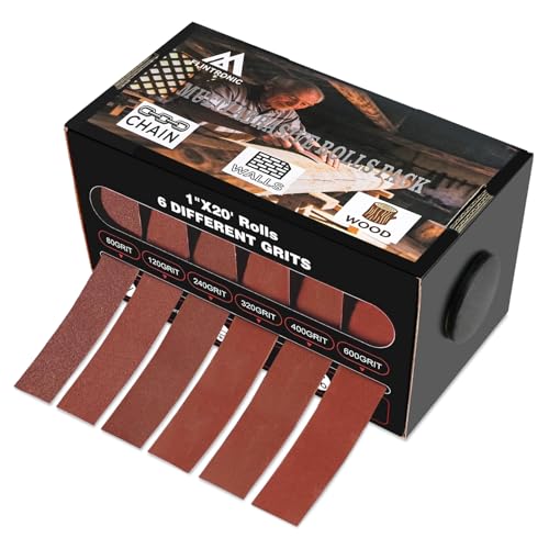 Flintronic Schleifpapier Set, 6 Rollen Schleifpapier Rolle, 25mm x 6 m Schleifleinen, 80/120/240/320/400/600 körnung Schmirgelleinen Rolle,Schmirgelpapier für Holz Möbel Dekoration Farbe Trockenbau