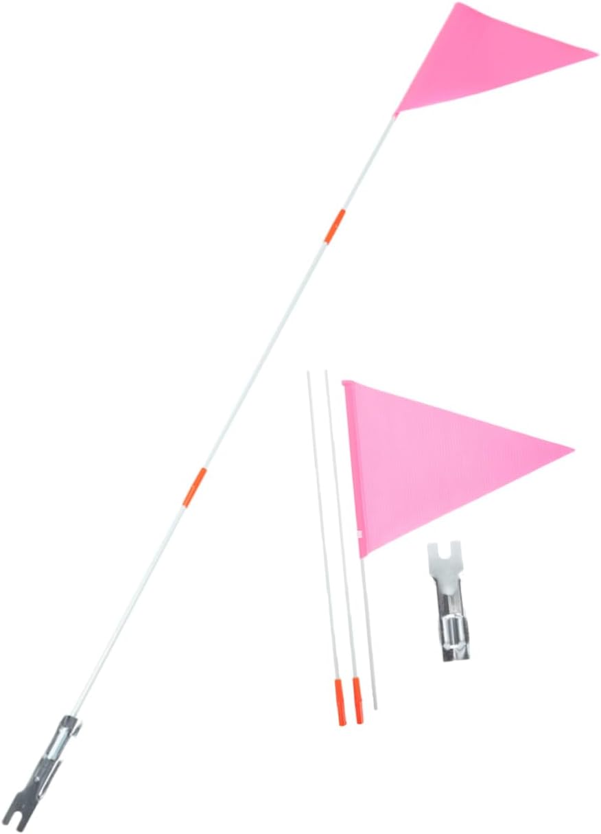 2sets Boy Girl's Bicycle Safety Flags Solid Fiberglass Poles Easy to Install Reflective Banners for Outdoor Cycling Adorable Pink Flags for Tricycles and Scooters