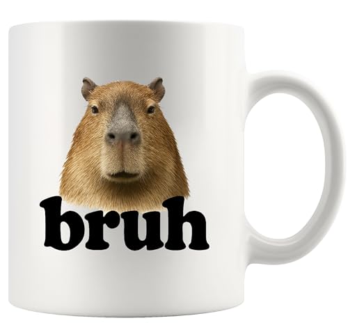 Panvola Capybara Bruh Capybara Animal Lover Gifts Pet Owner For Dad Mom Brother Sister Funny Novelty Drinkware Ceramic Mug (White, 11 Ounces)