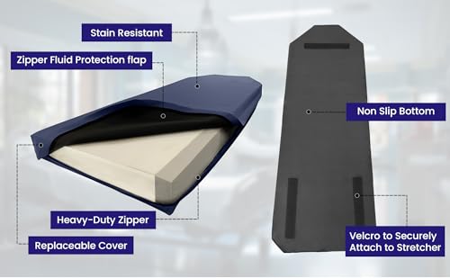 Image of Economy Line Stretcher /Gurney Replacement Mattress with Vinyl Cover - Fits Stryker and Hill-ROM Stretchers and Gurneys