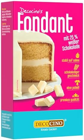 DECOCINO DECOCINO Fondant Schoko mit 25% Weißer Schokolade ohne Palmöl, reißfest & stabil auf Sahne –ideale Backdeko zum Dekorieren von Kuchen & Torten