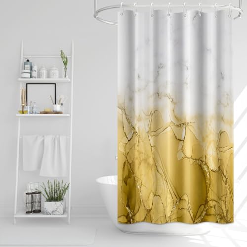 Uiiooazy Yellow Marble Stall Waterproof Shower Curtain 48x72 inches
