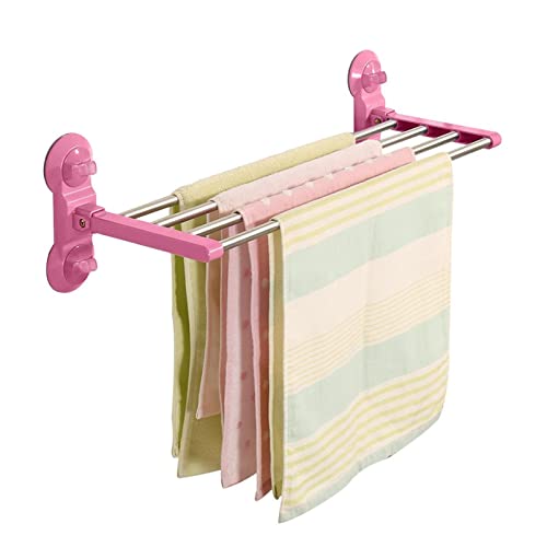 Soporte de toallero sin taladro para evitar daños en azulejos rosa 2