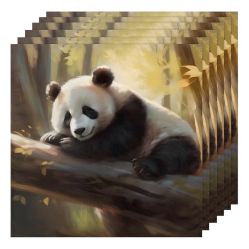 Servilletas de tela con diseño de panda multicolor set 6 miniatura 1
