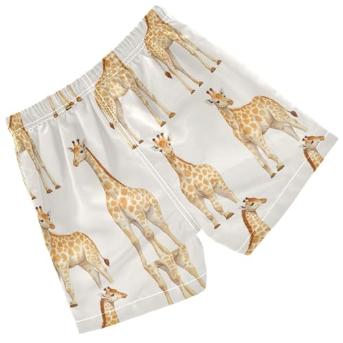 Pigsaly Boys' Swim Board Shorts Watercolor Yellow Giraffes Boy's Swim Trunks Kids Swimwear 5T2